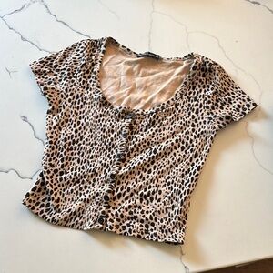 Leopard Print Button-Up Top